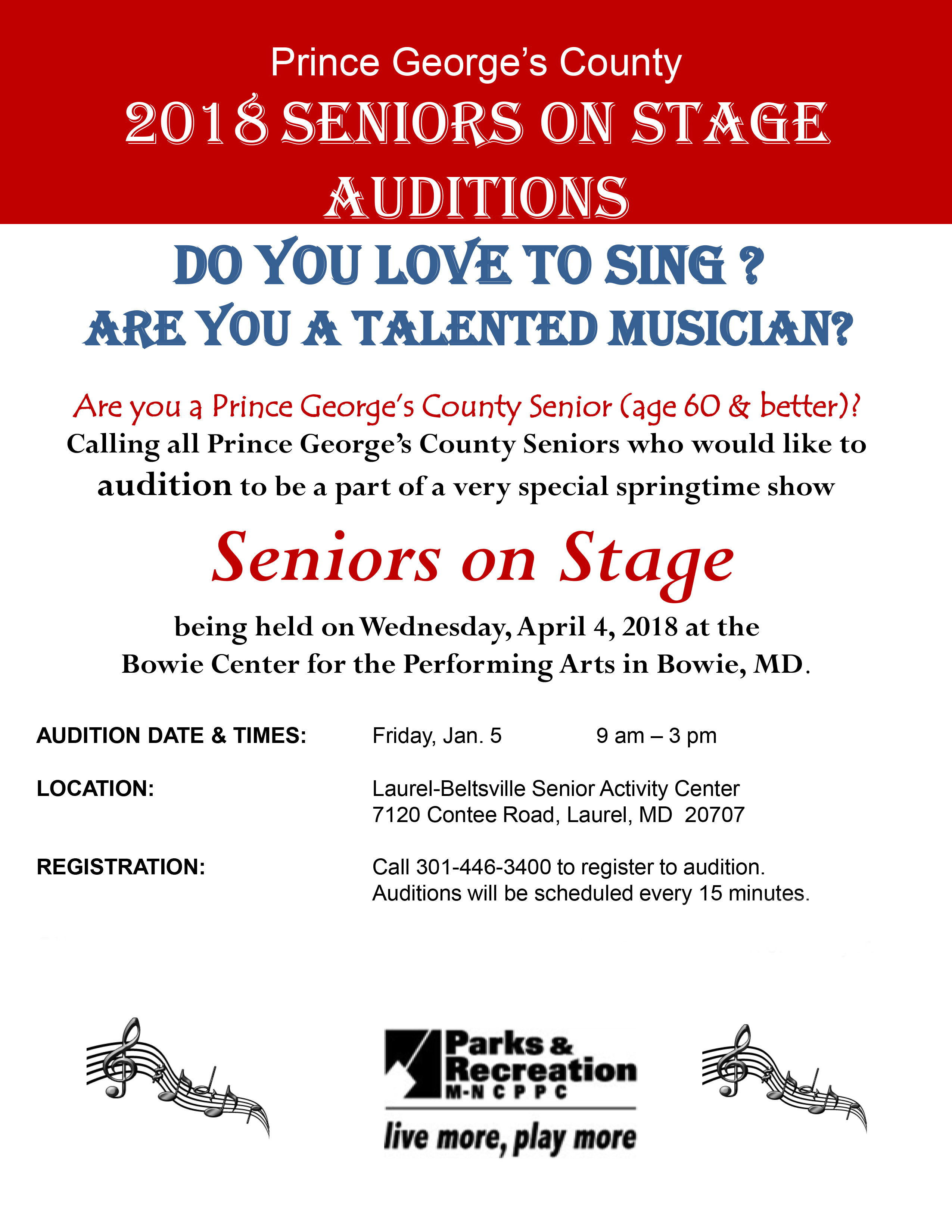 2018 Seniors On Stage Auditions